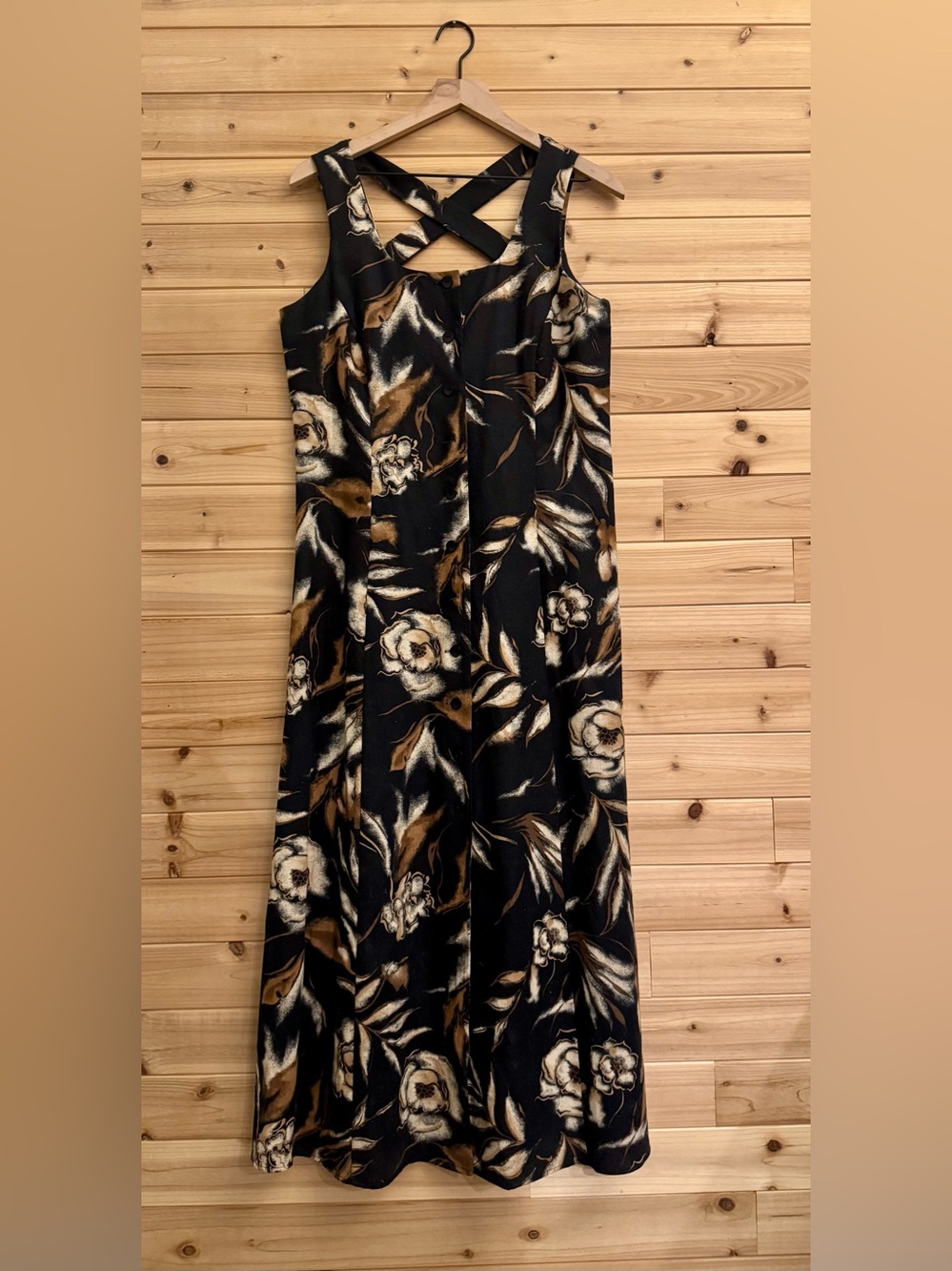 Coldwater Creek Medium Linen Rayon Abstract Print Maxi Dress Cruise Summer